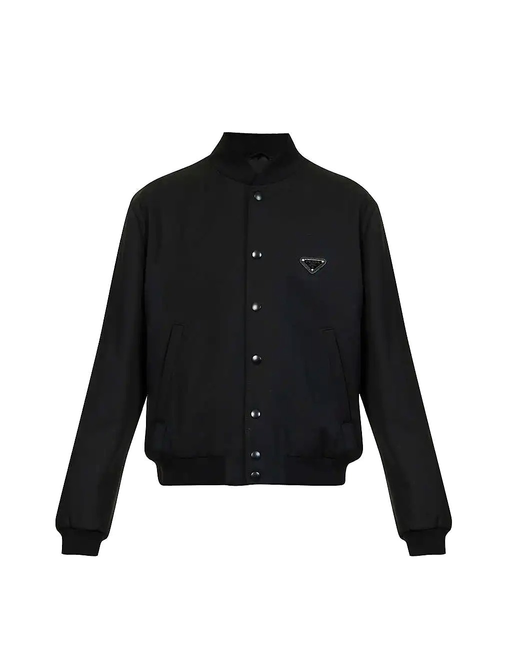 ÁO PRADA Logo-plaque padded wool-gabardine bomber jacket