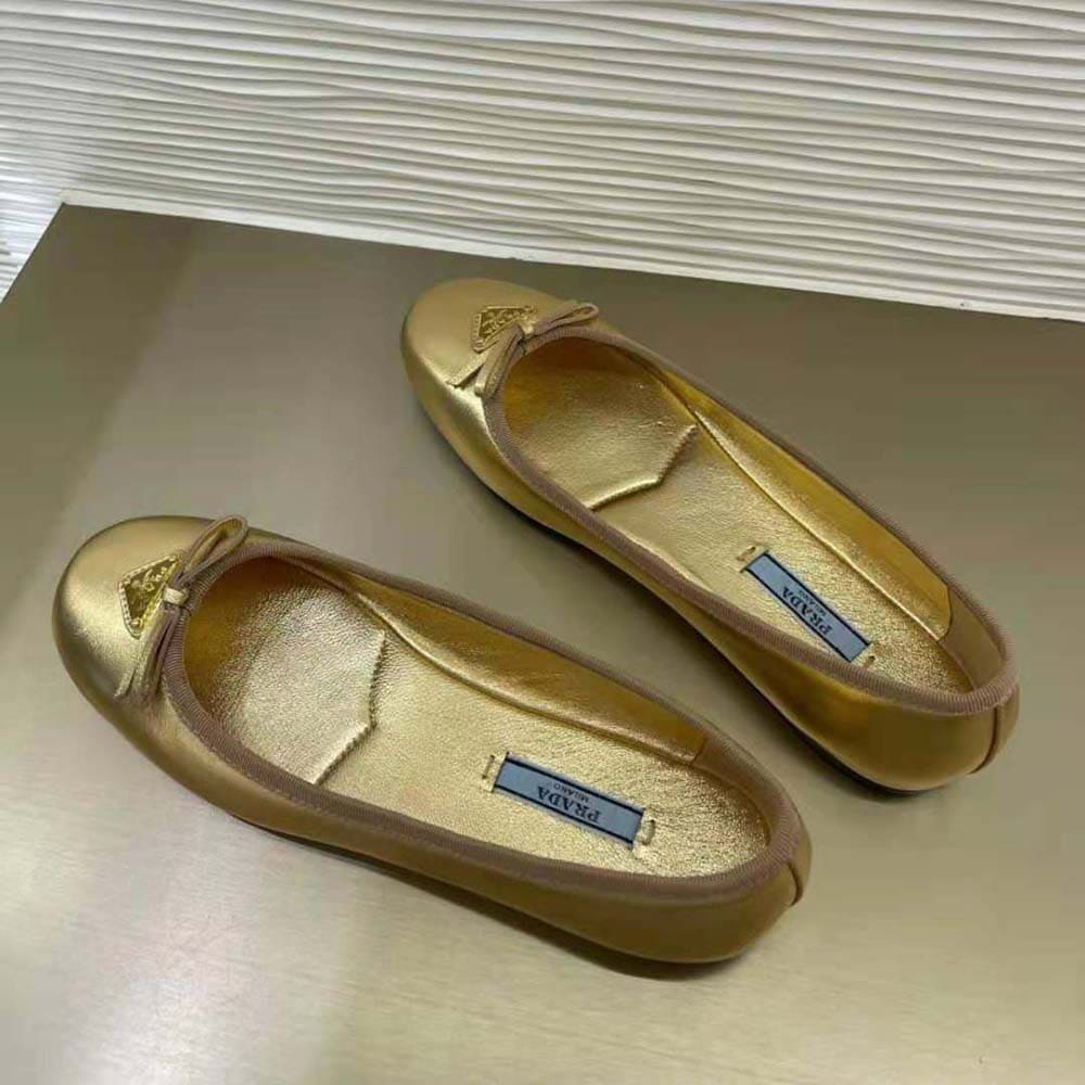 GIÀY Prada Women Nappa Leather Ballerinas-Gold