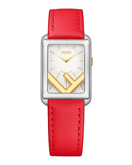 FENDI Rectangular F-Dial Leather Watch