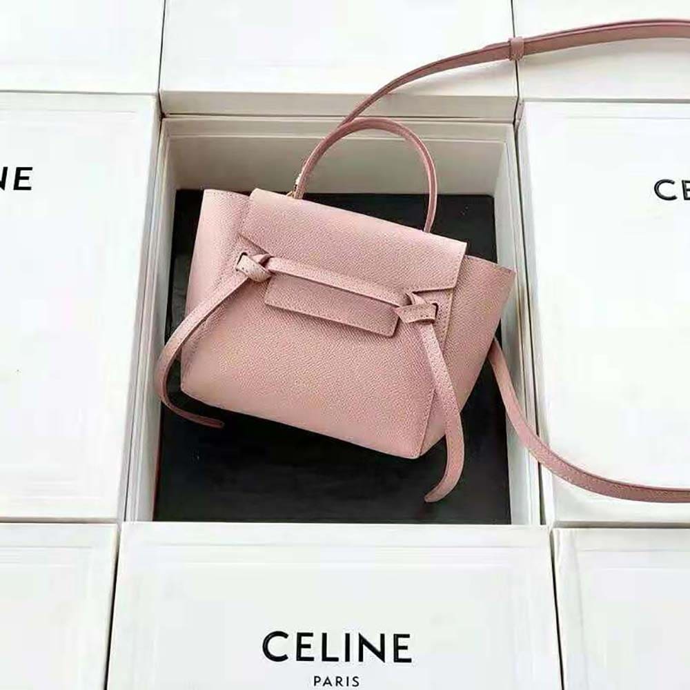 TÚI Celine Women Pico Belt Bag in Grained Calfskin Vintage-Pink
