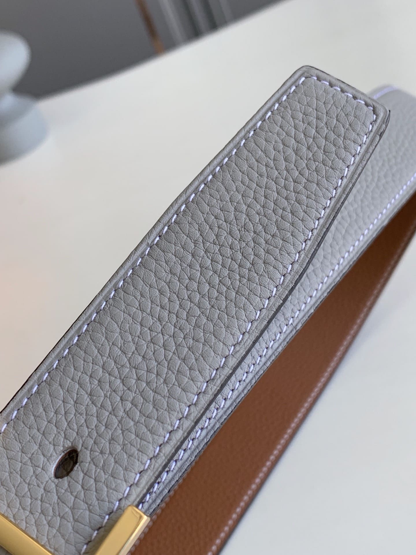 DÂY LƯNG HERMES H Togo leather hai mặt khóa vàng
