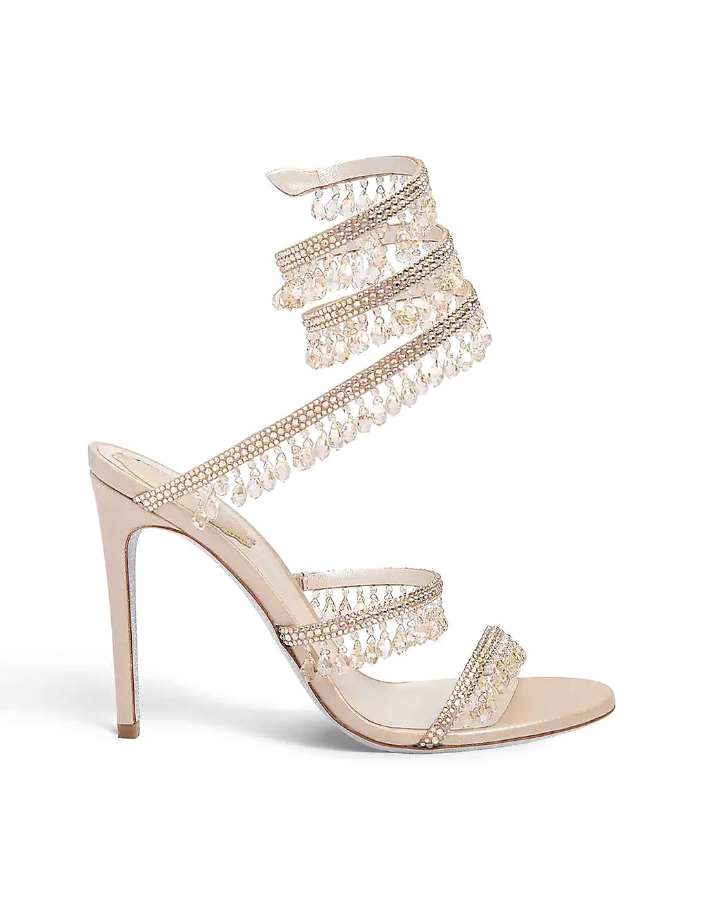 GIÀY RENE CAOVILLA Chandelier bead-embellished leather heeled sandals