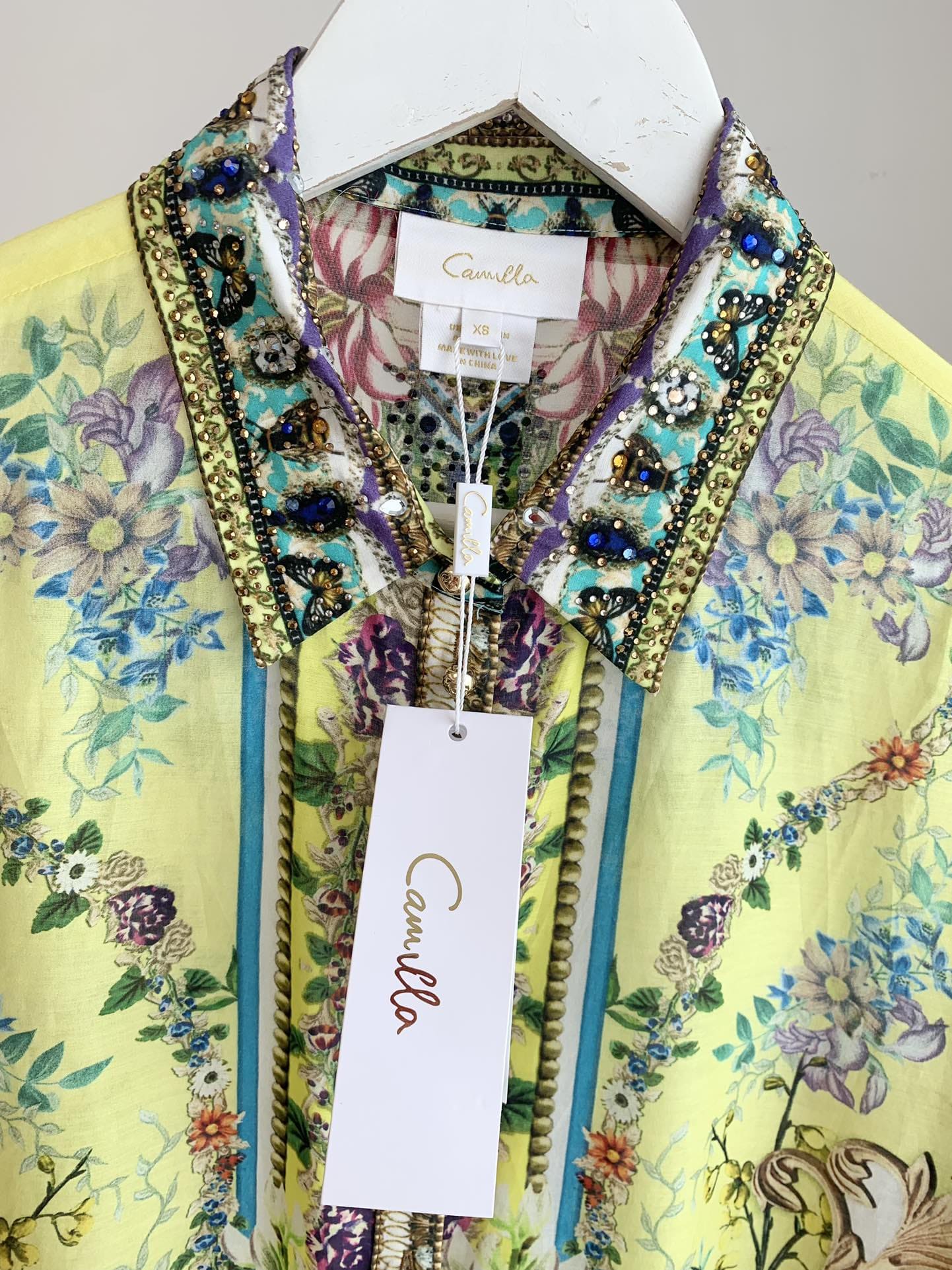 VÁY CAMILLA SQUARE NECK Floral Silk Diamond Mid Dress High Classy
