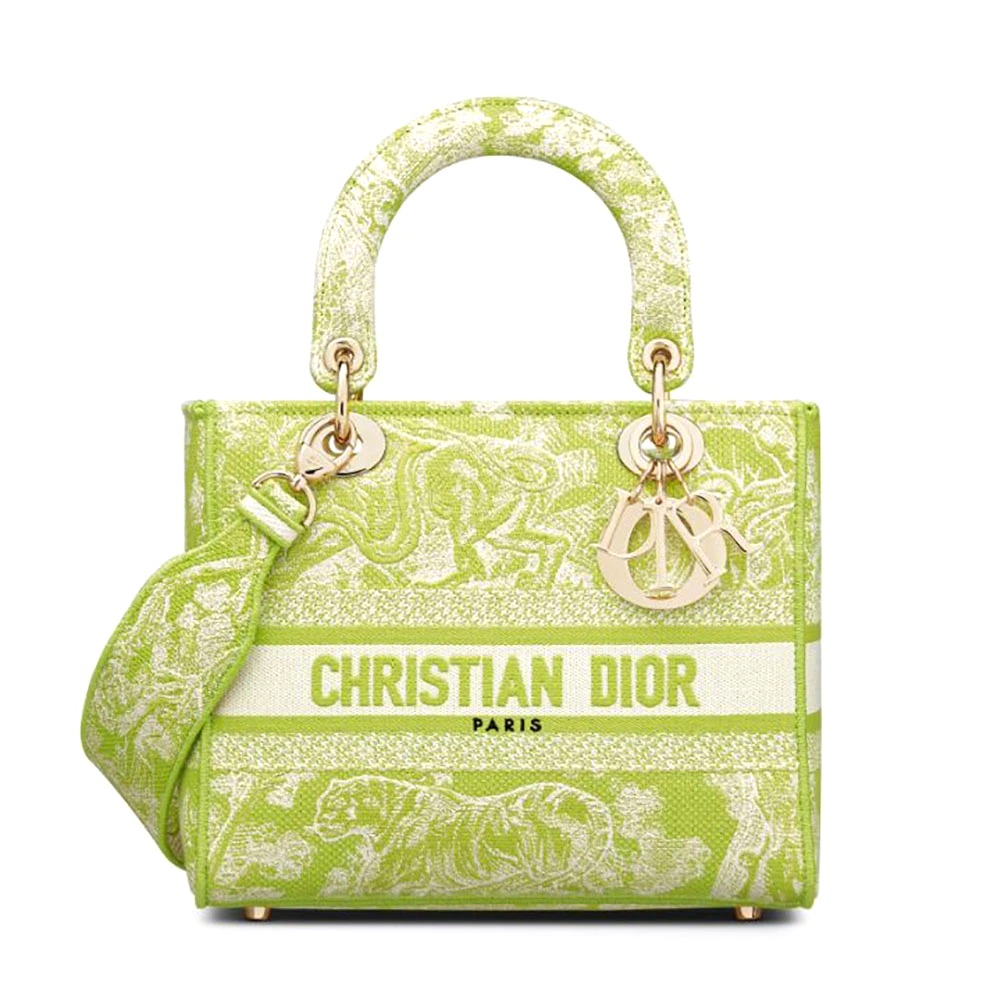 TÚI Dior Women Medium Lady D-lite Bag Lime Toile de Jouy Reverse Embroidery