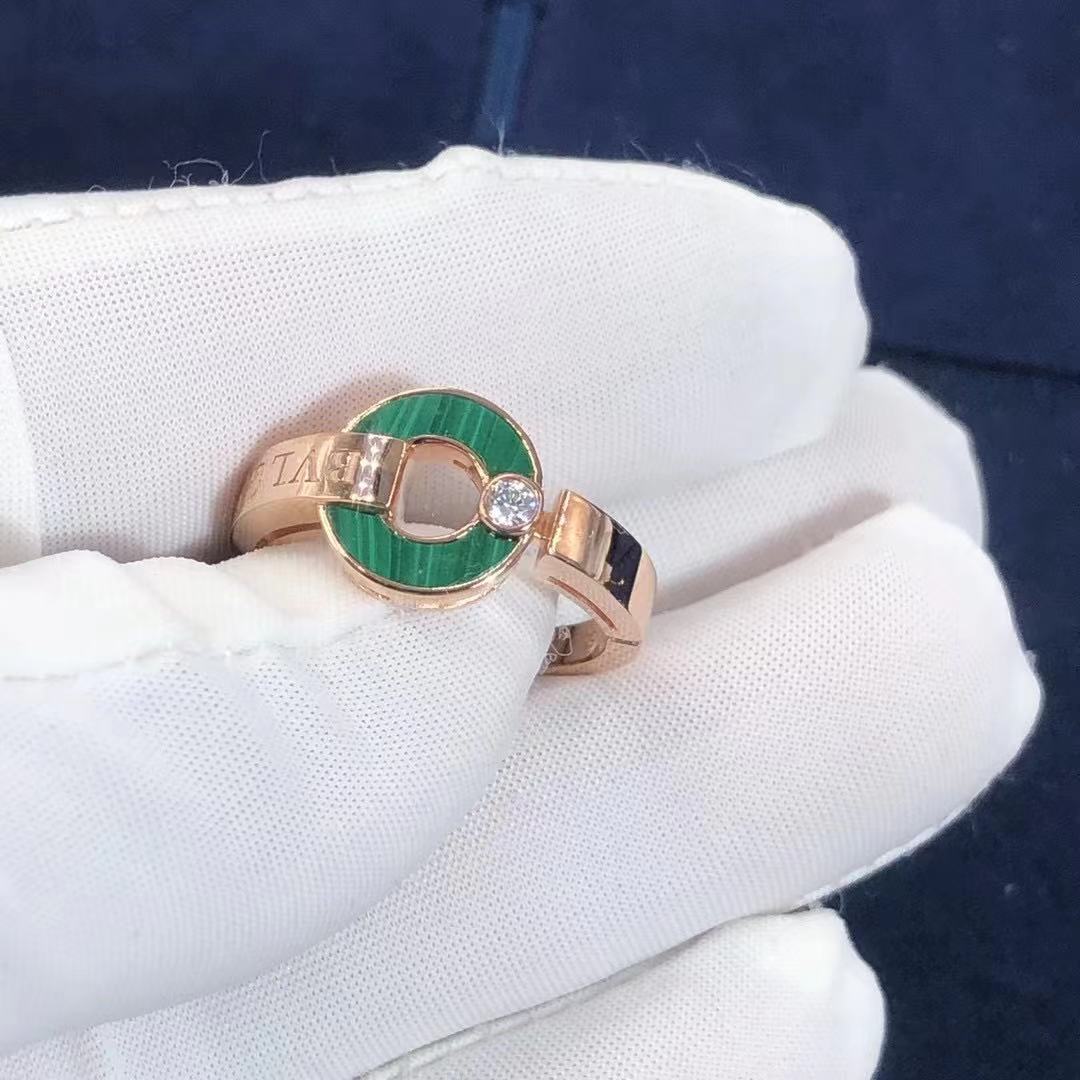 NHẪN BVLGARI rose ring set with malachite 18K