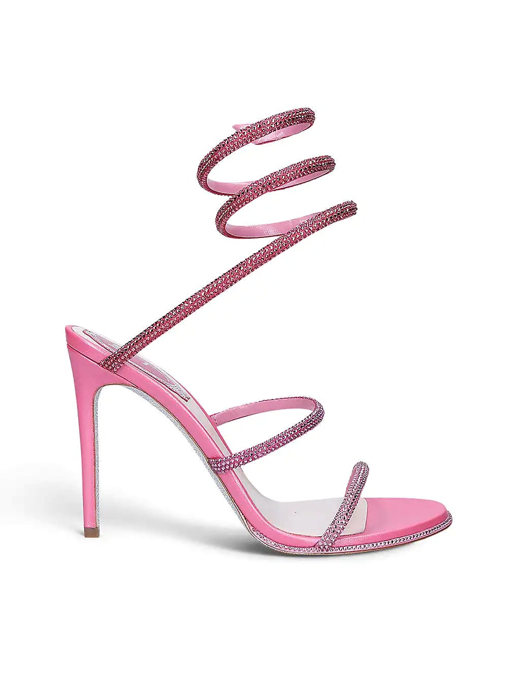GIÀY RENE CAOVILLA Cleo crystal-embellished satin leather heeled sandals