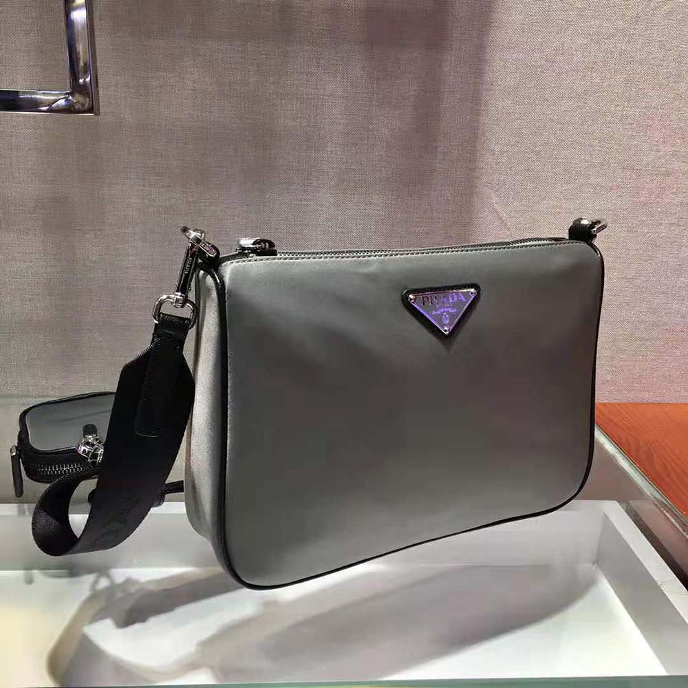 TÚI PRADA Men Nylon and Saffiano Leather Bag with Strap-Black