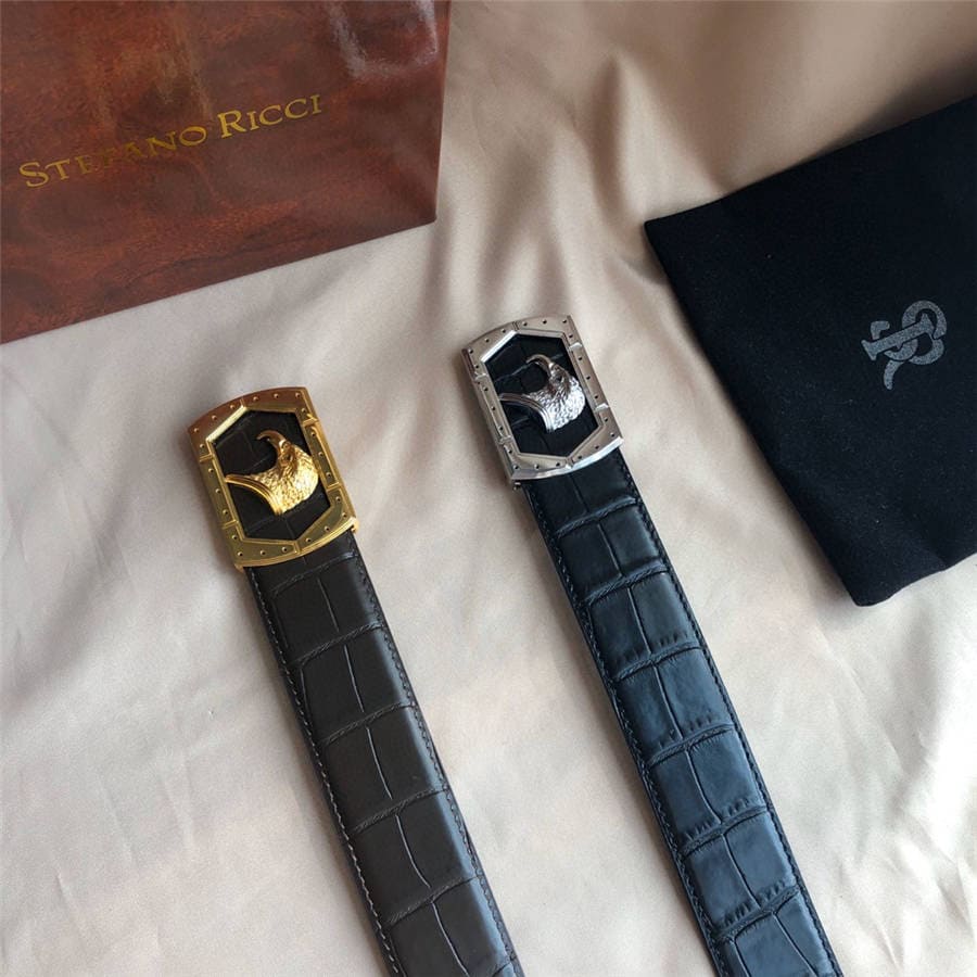 DÂY LƯNG STEFANO RICCI CROCODILE LEATHER DA CÁ SẤU Belt Khóa vàng