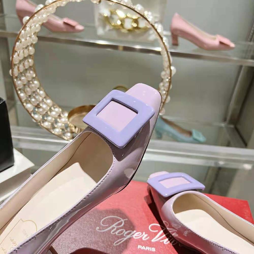 GIÀY Roger Vivier Women Patent Leather Belle Vivier Pumps-Purple
