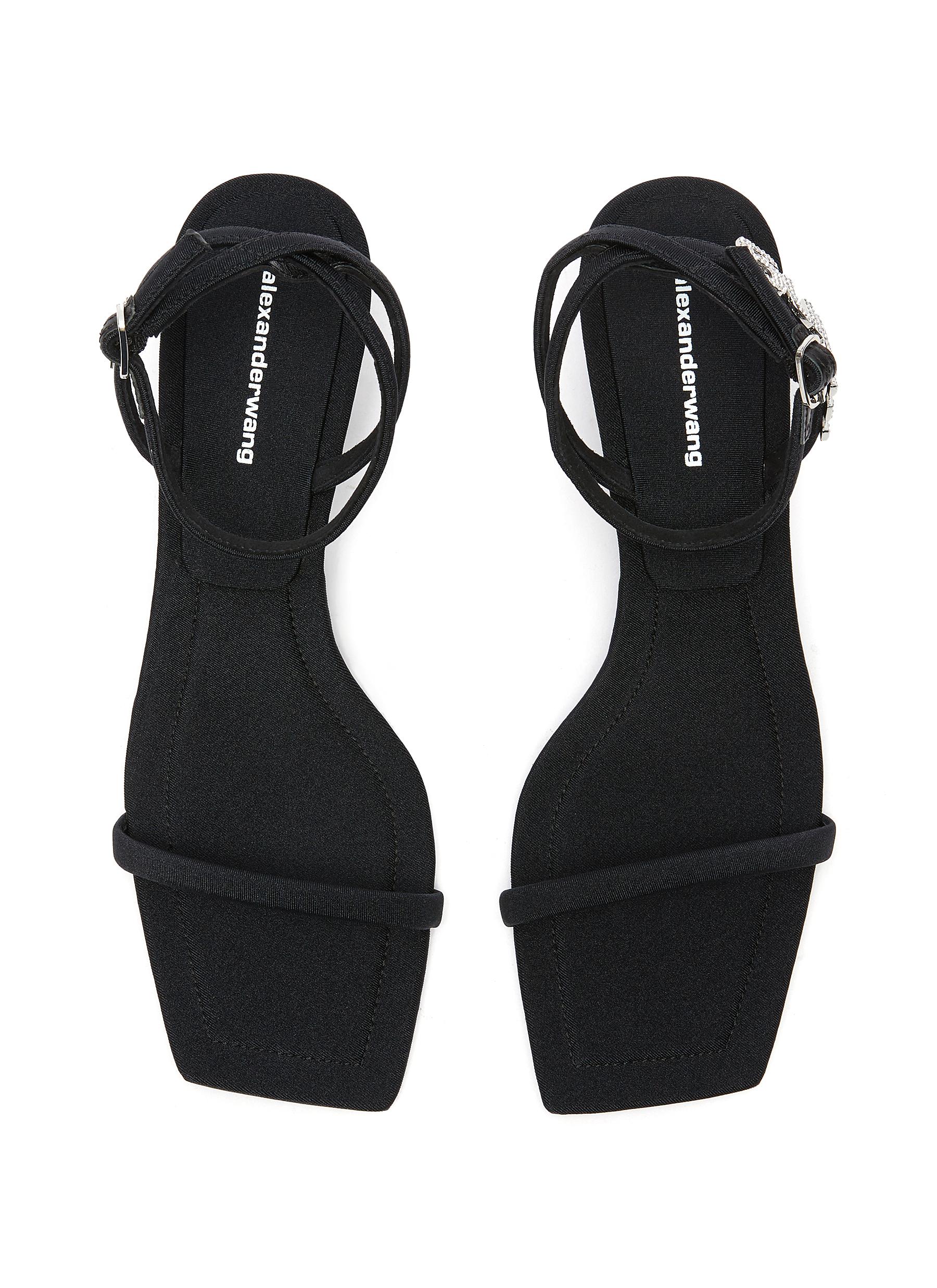 GIÀY ALEXANDERWANG 'JESSIE' CRYSTAL EMBELLISHED LOGO ANKLE NYLON STRAP HEELED SANDALS