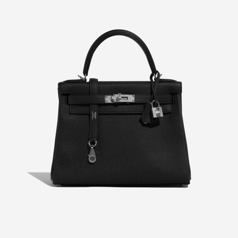 TÚI Hermès Kelly 28 Togo Black Silver Buckle khóa trắng da Togo