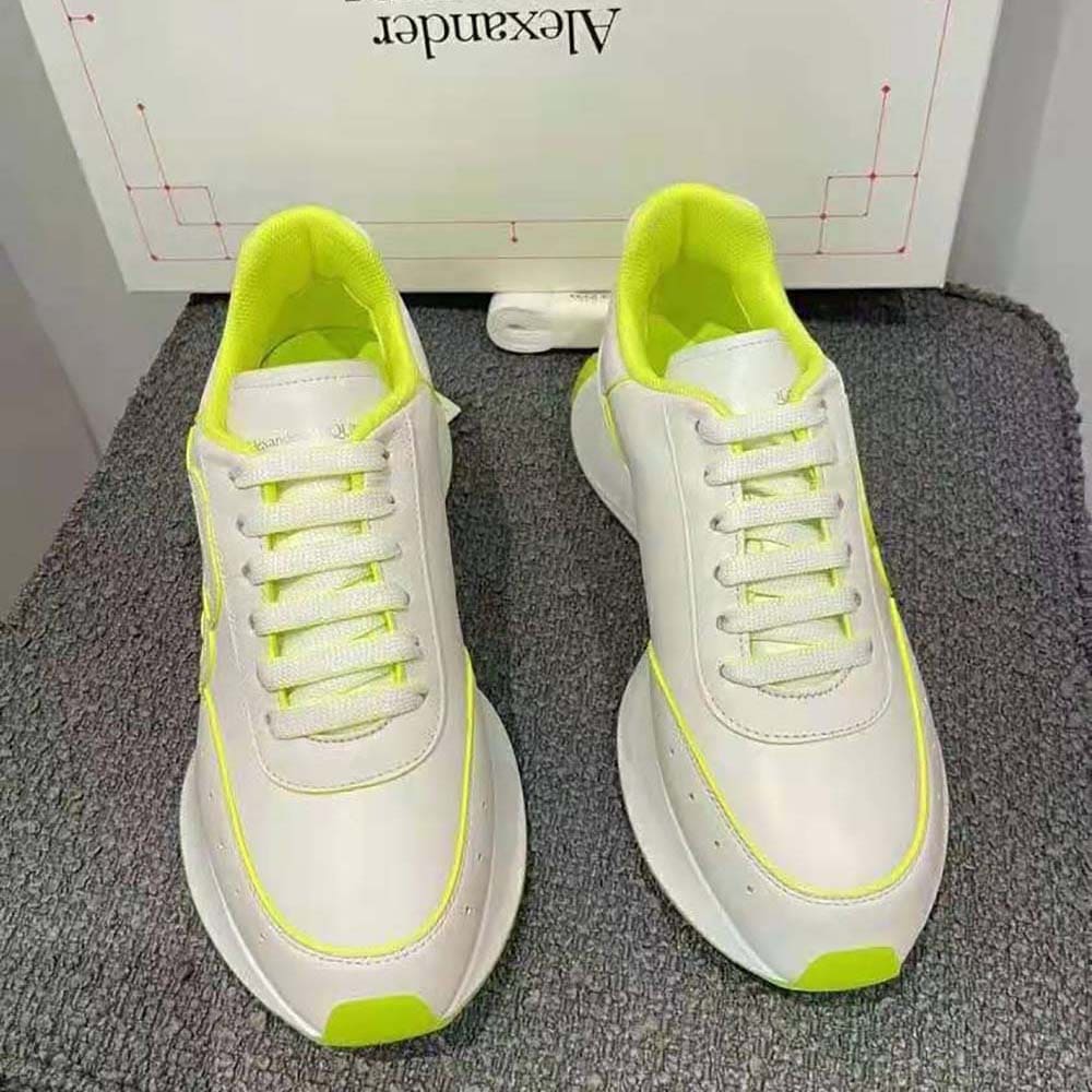 GIÀY Alexander Mcqueen Women Sprint Runner in White/Acid Yellow