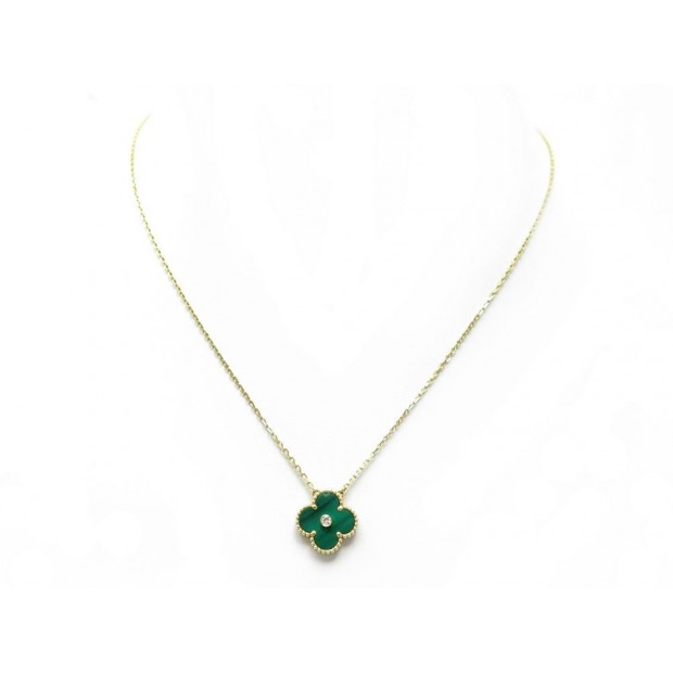 Van Cleef & Arples style ALHAMBRA VINTAGE yellow gold 18K jadeit and moissanite diamonds