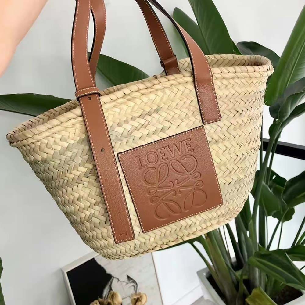 TÚI Loewe Women Large Basket Bag in Palm Leaf and Calfskin