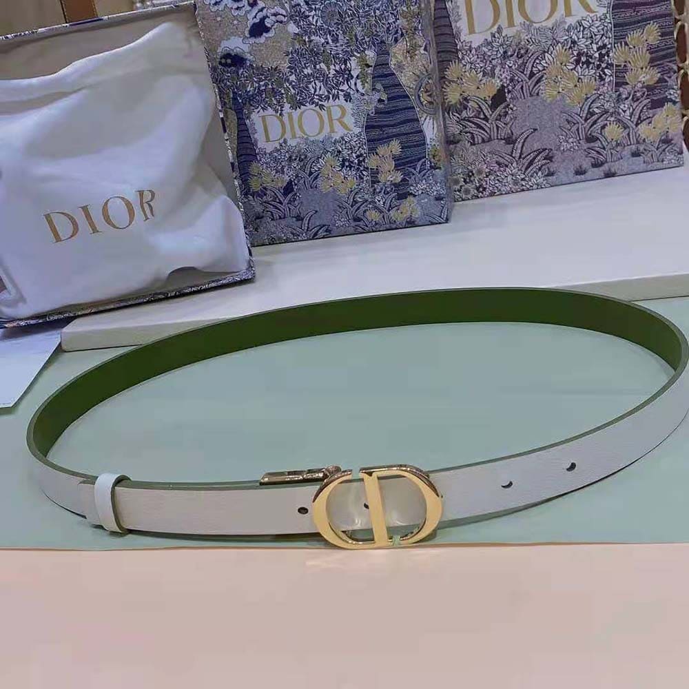 DÂY LƯNG Dior Women 30 Montaigne Reversible Belt Aspen Green and Dusty Ivory Smooth Calfskin 20 MM
