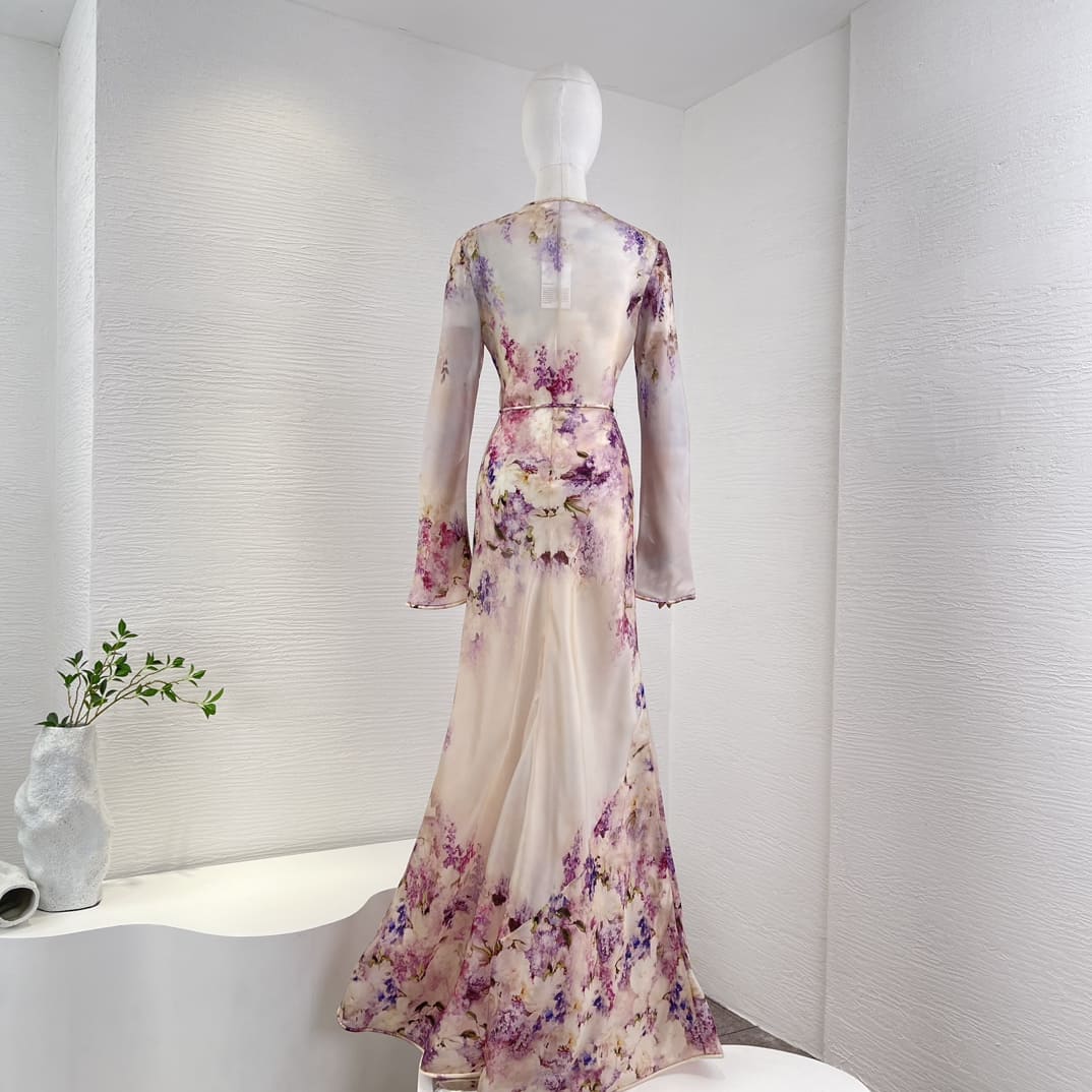 VÁY ZIMMERMANN Pink Floral Long Sleeve Maxi Dress High Classy