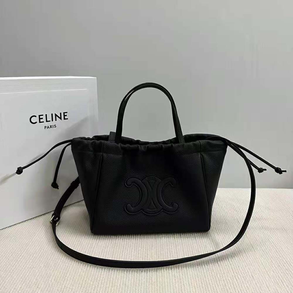TÚI Celine Women Small Cabas Drawstring Cuir Triomphe in Grained Calfskin