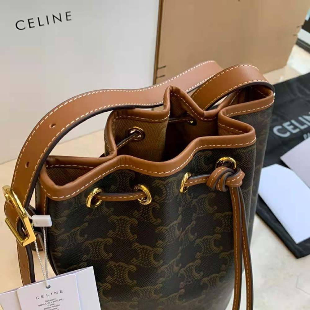 TÚI Celine Women Small Drawstring Bag in Triomphe Canvas