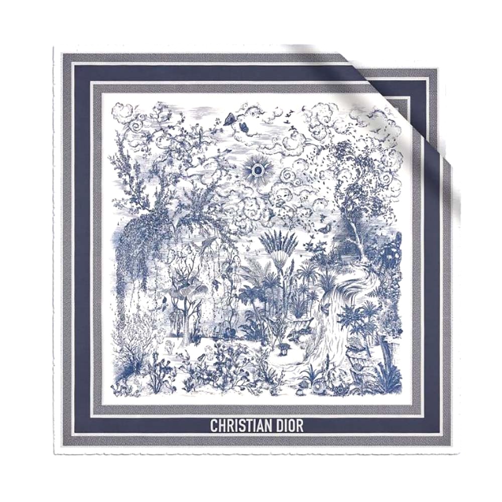 KHĂN Dior Women Toile De Jouy Quatre Saisons Square Scarf Blue Silk Twill