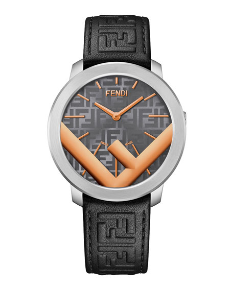 FENDI FF-Embossed Leather Watch