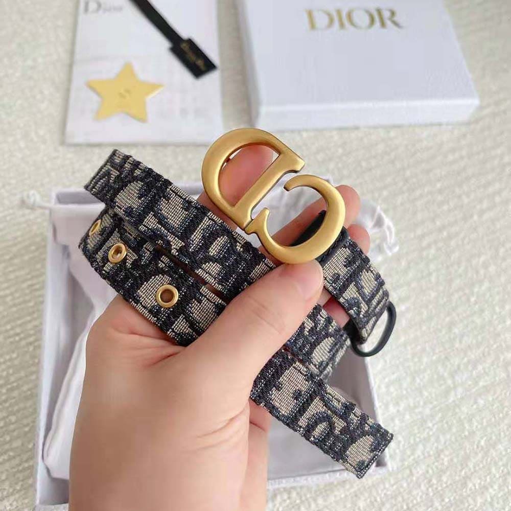 DÂY LƯNG Dior Women Saddle Belt Blue Dior Oblique Jacquard 20 MM