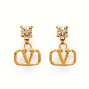 Bông tai Valentino Women Vlogo Signature Metal and Rhinestone Earrings