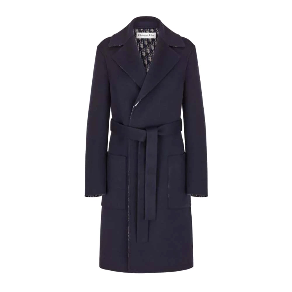 ÁO Dior Women Coat Blue Double-Sided Wool