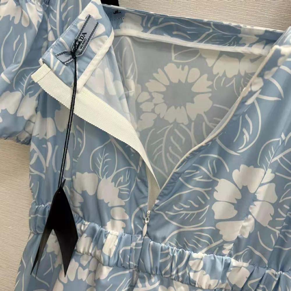 Váy Prada Women Printed Poplin Dress-Blue