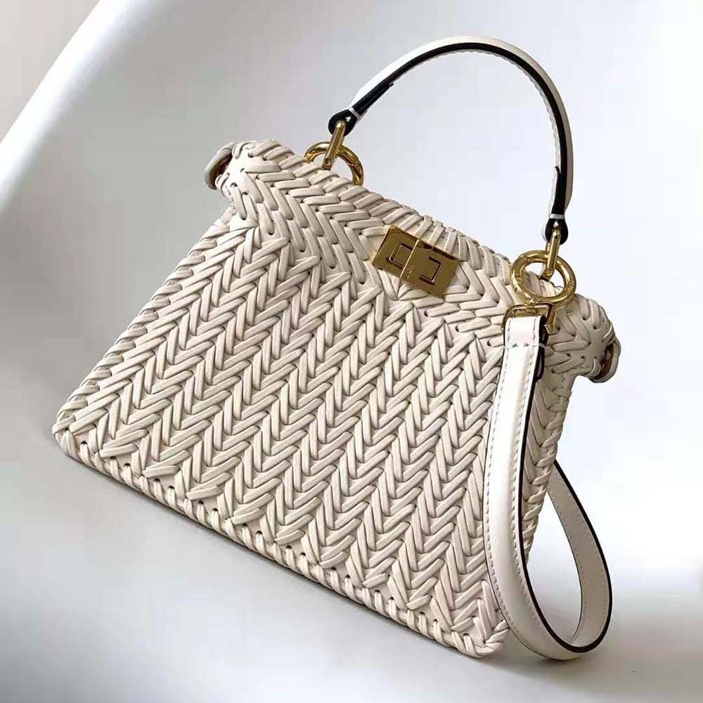 TÚI Fendi Women Peekaboo ISeeU Petite White Padded Calfskin Leather Bag