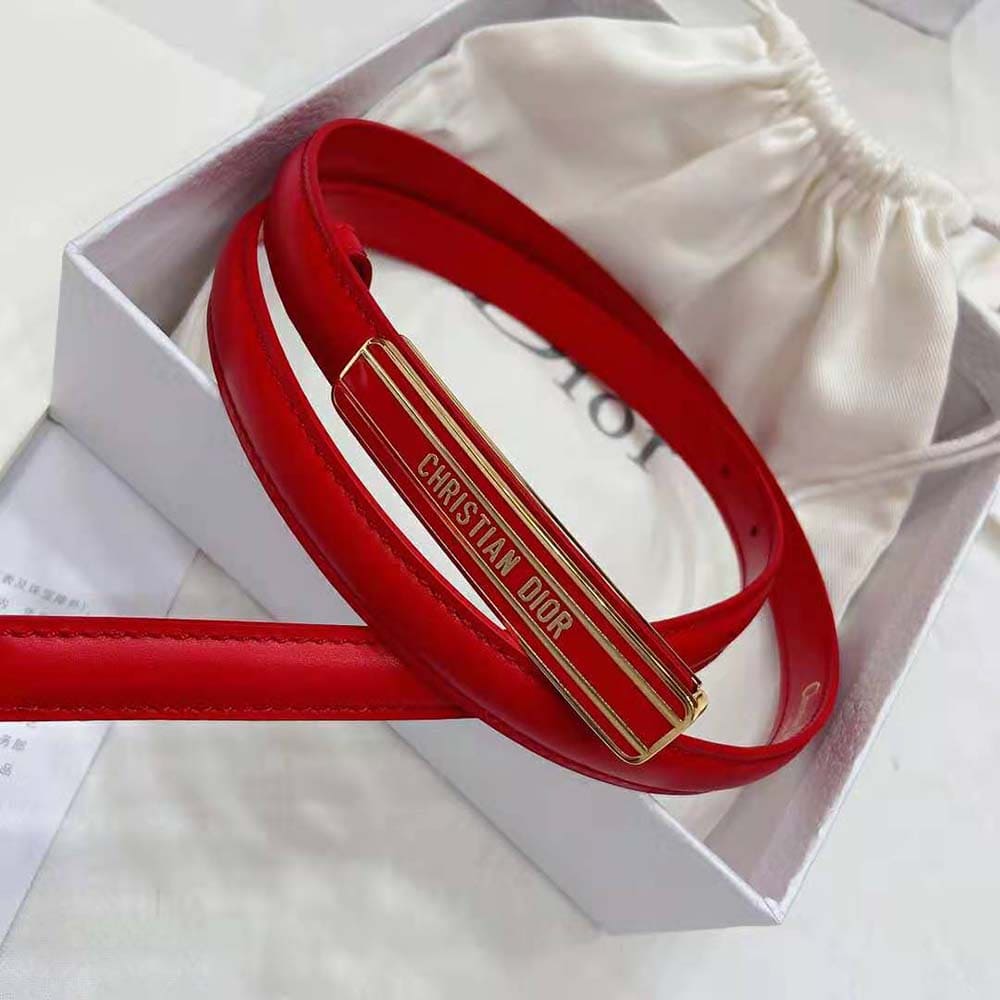 DÂY LƯNG Dior Women Dior-id Belt Raspberry Smooth Calfskin 15 MM