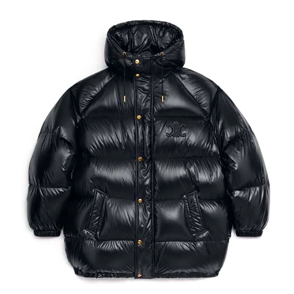 ÁO Celine Women Triomphe Down Jacket in Lightweight Nylon-Black