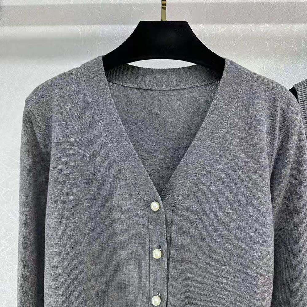 ÁO Dior Women Twin-set Gray Cashmere Knit