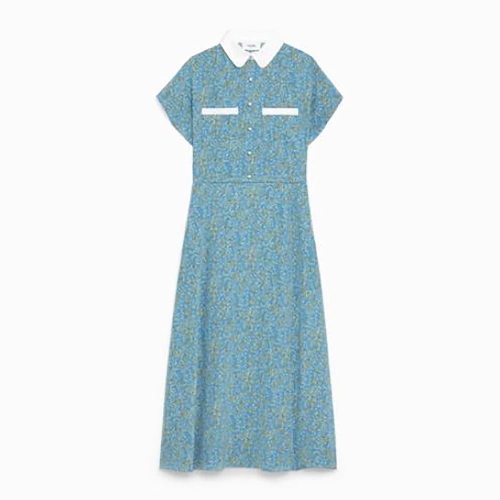 Váy Celine Preppy Dress in Crepe DE Chine-Blue
