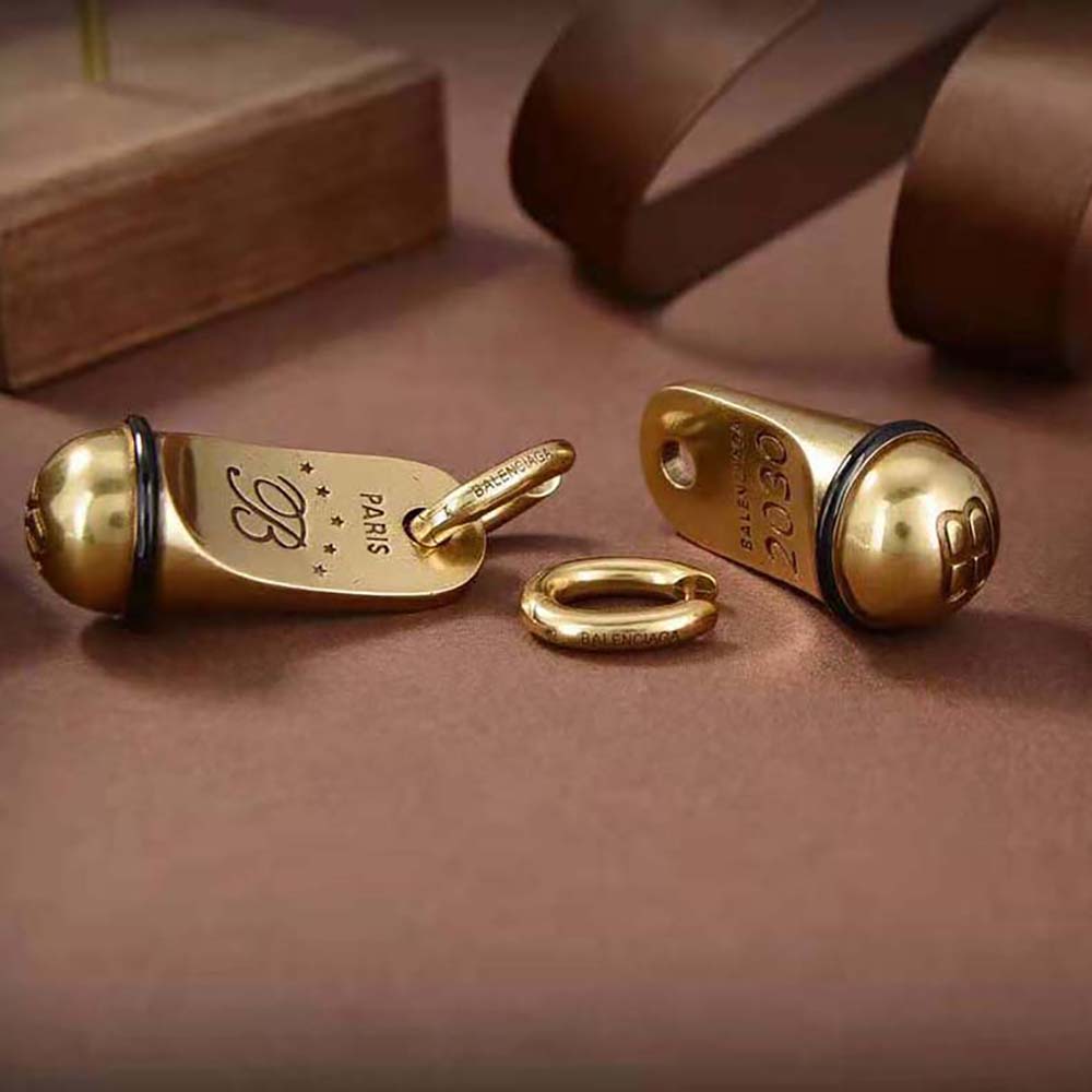 Bông tai Balenciaga Women Hotel Earrings in Gold Aluminium and Brass