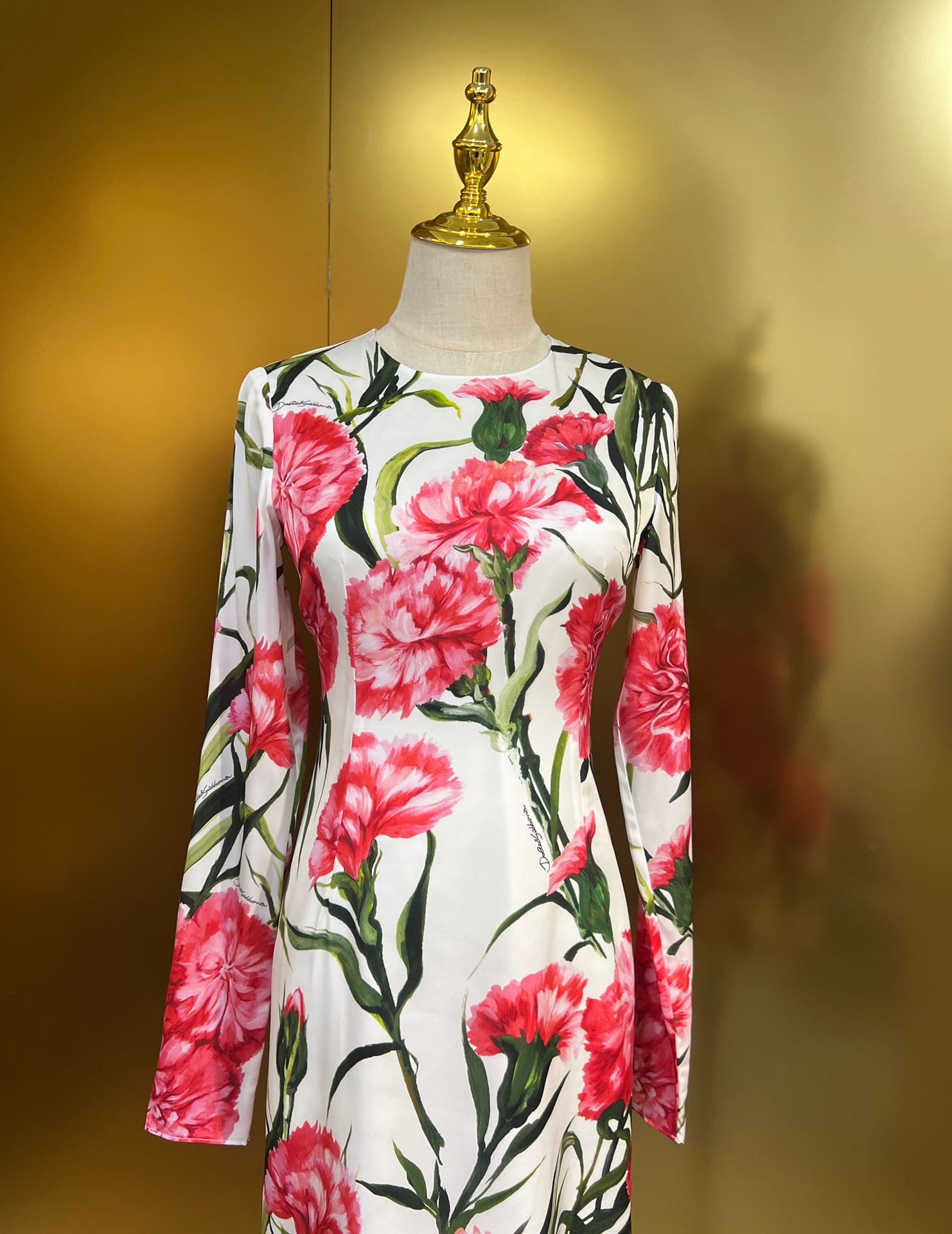 VÁY DOLCE & GABBANA Party Midi Dress High Classy Hoa Cẩm Chướng