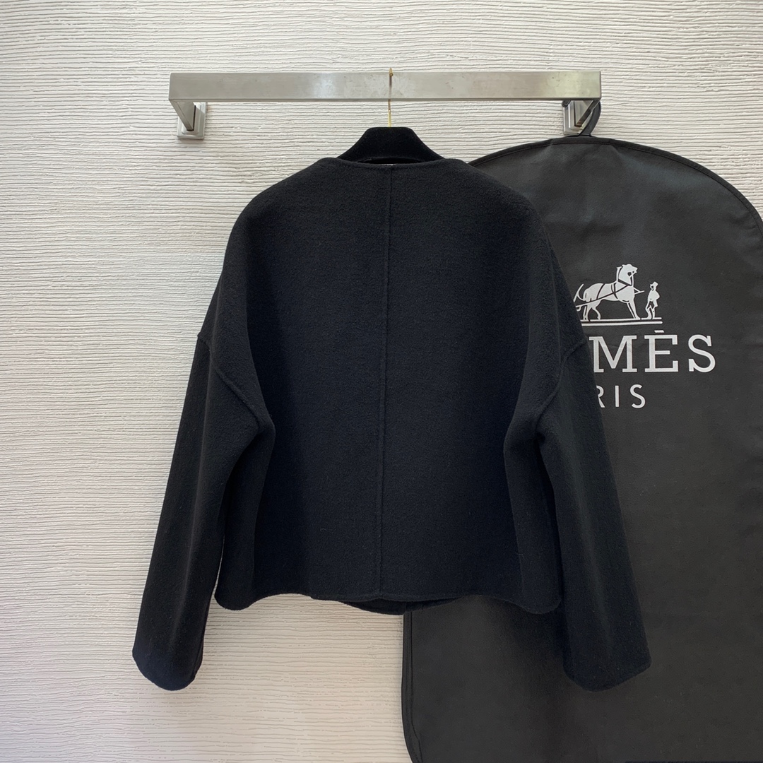 ÁO HERMES CASHMERE BLACK MID Jacket Top AAA