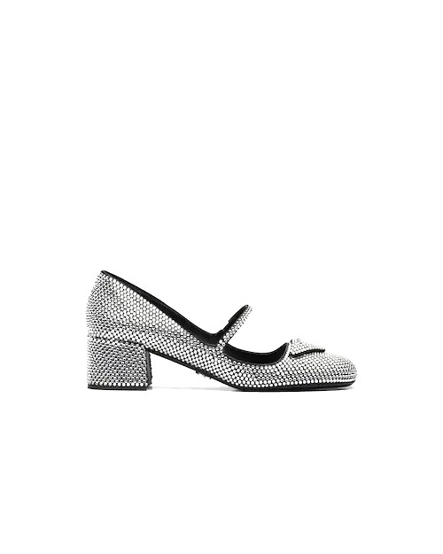 GIÀY PRADA Satin pumps with crystals