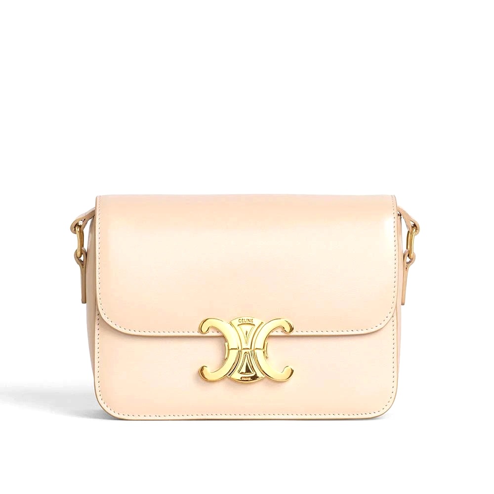 TÚI Celine Women Teen Triomphe Bag in Shiny Calfskin-Sandy