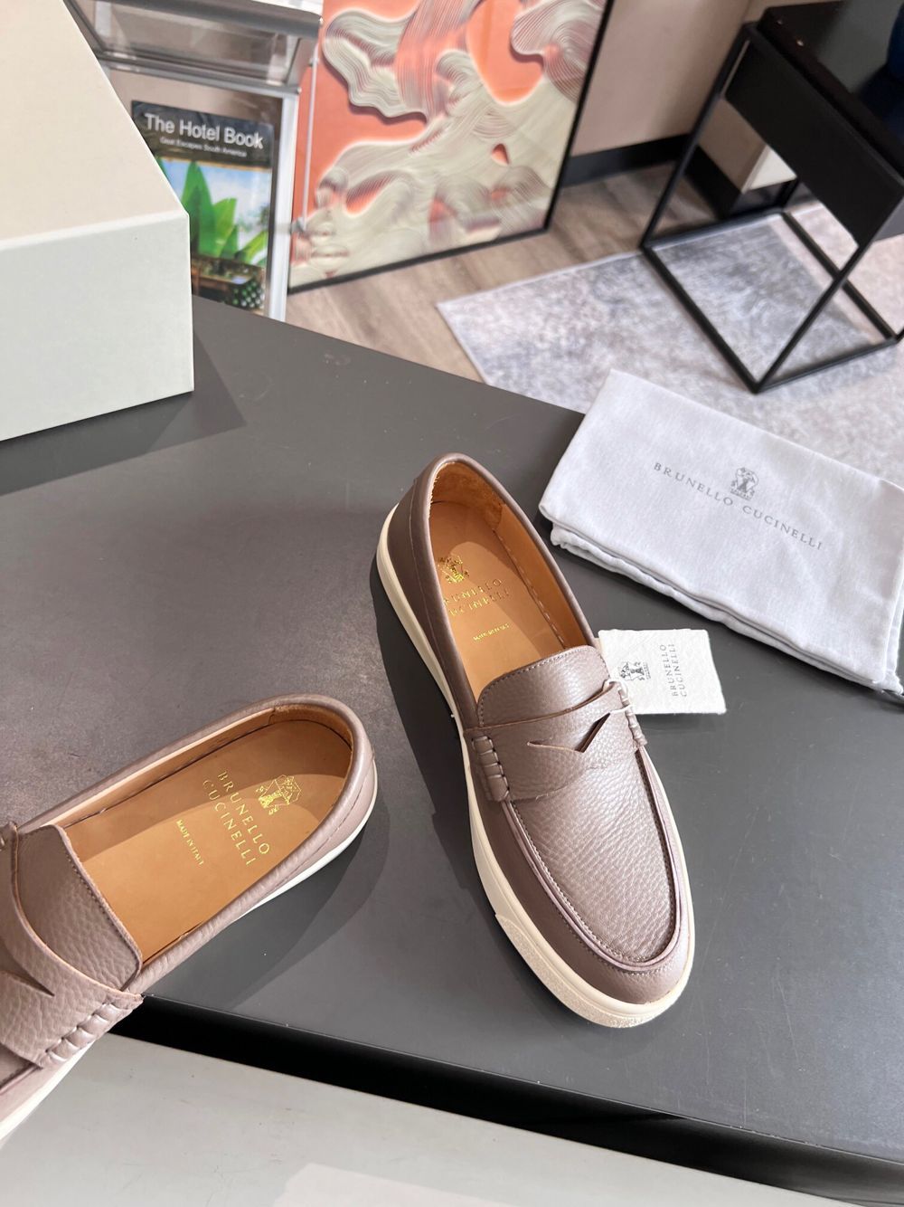 GIÀY BRUNELLO CUCINELLI Leather Light Brown loafer shoes