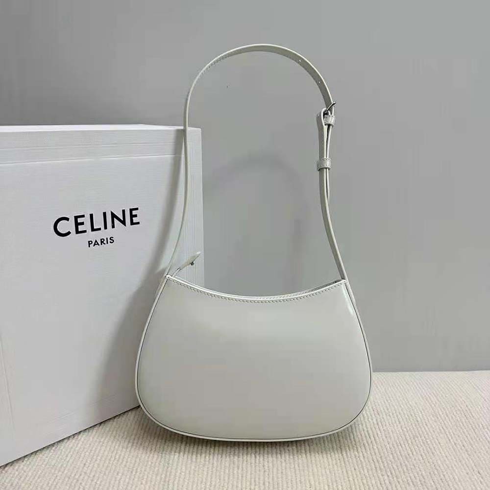 TÚI Celine Women Medium Tilly Bag in Shiny Calfskin-White