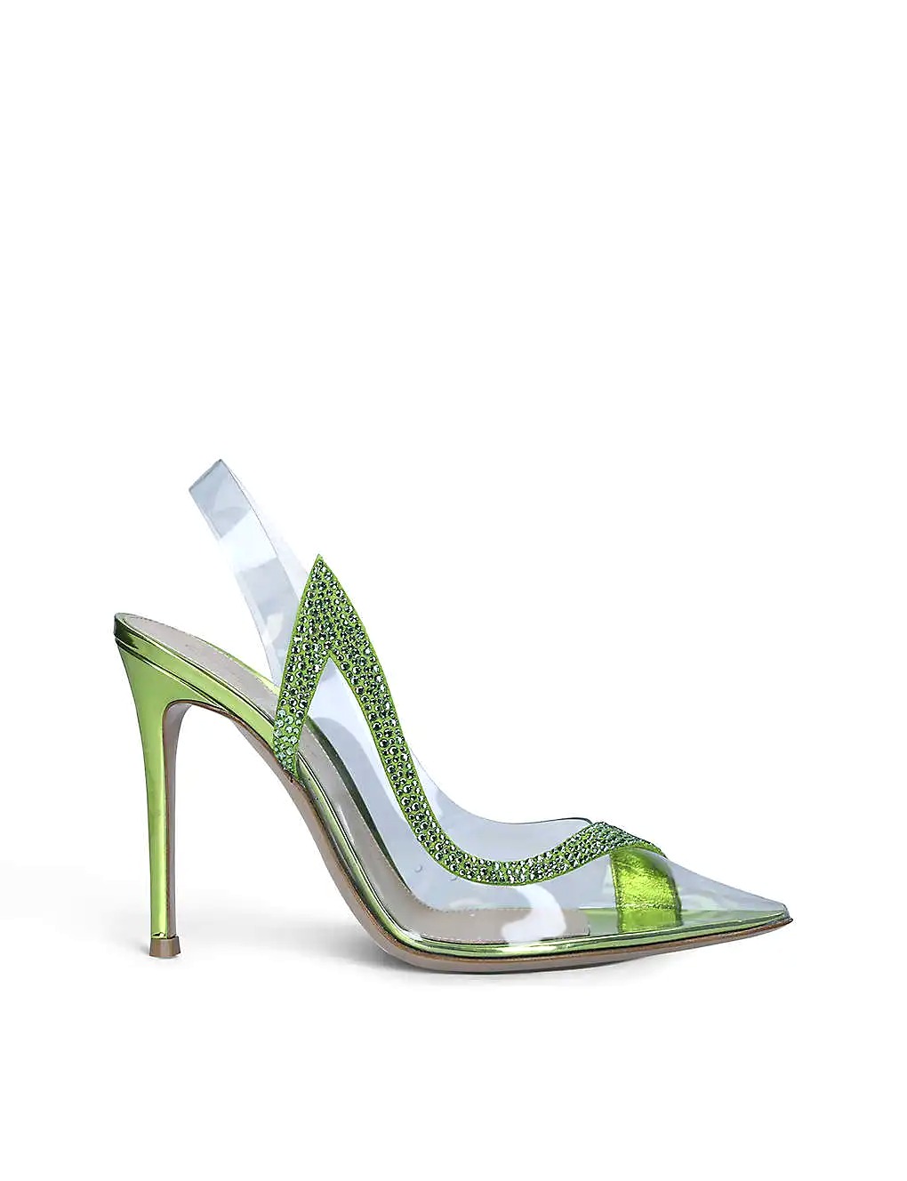 GIÀY GIANVITO ROSSI Hortensia crystal-embellished PVC and leather slingback courts