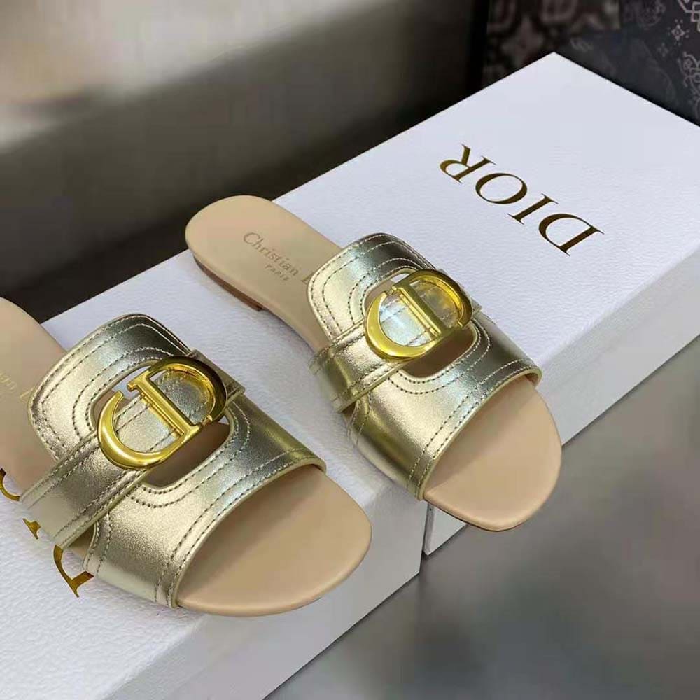 DÉP Dior Women 30 Montaigne Slide Platinum-Tone Metallic Calfskin