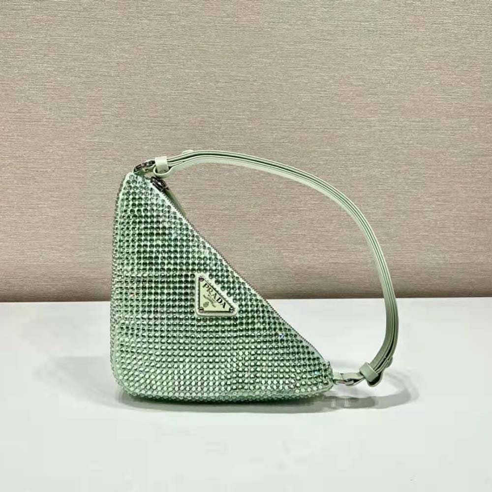 TÚI Prada Women Crystal-Studded Satin Pouch-Aqua