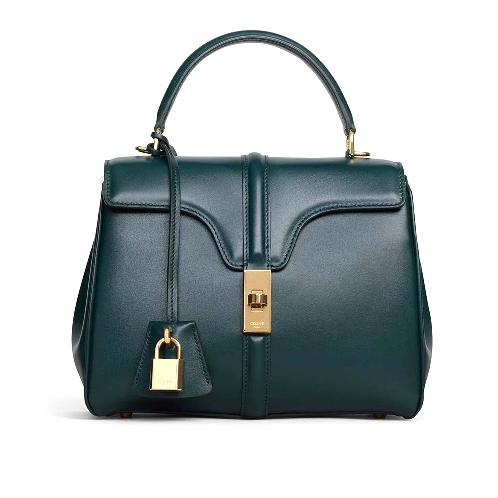 TÚI Celine Women Small 16 Bag in Satinated Calfskin-Dark Green