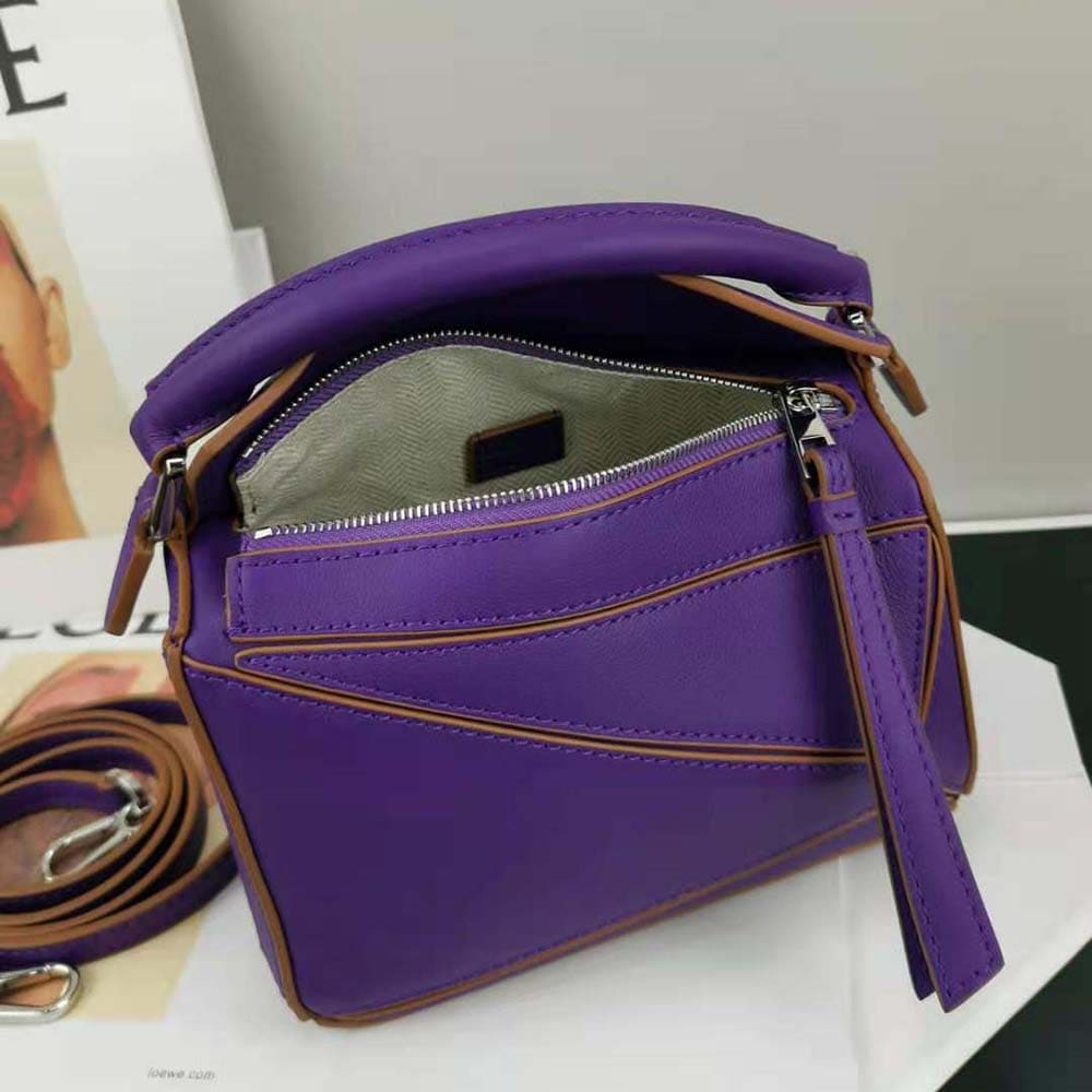 TÚI Loewe Women Mini Puzzle Bag in Classic Calfskin-Purple