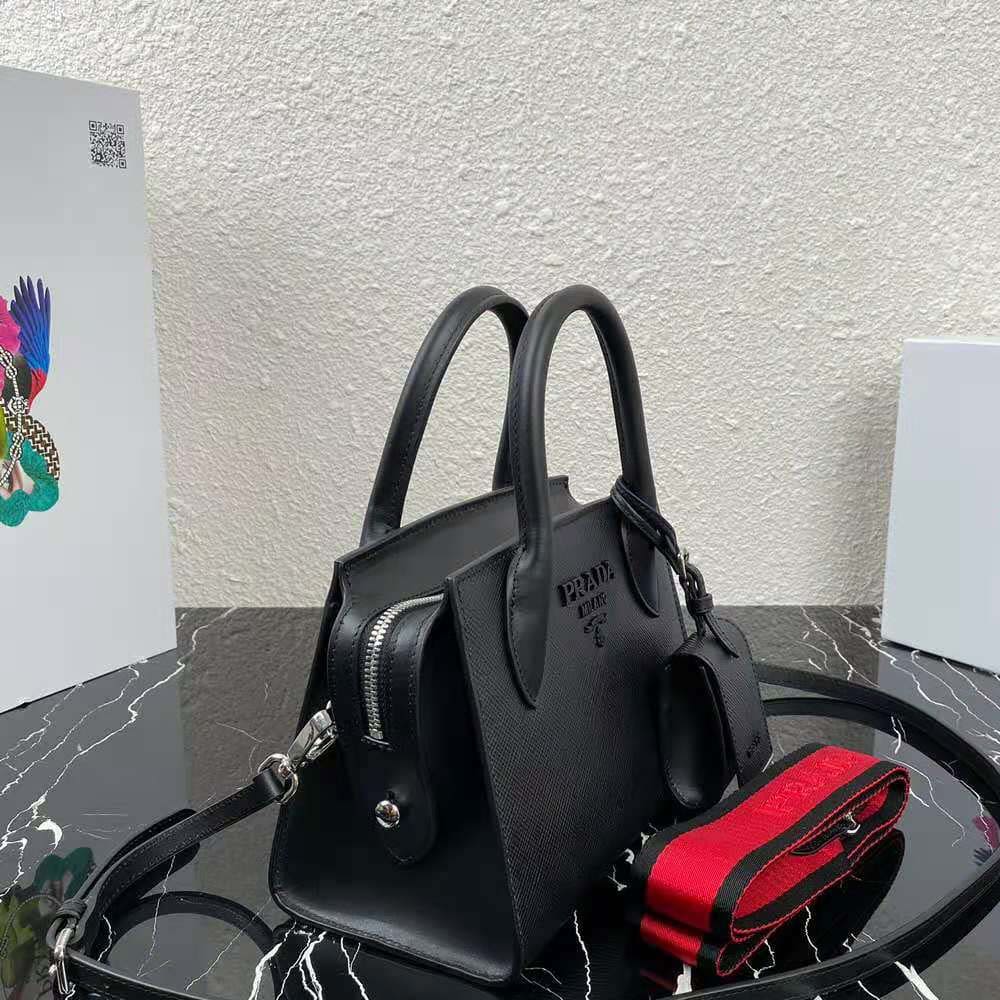 TÚI Prada Women Saffiano Leather Prada Monochrome Bag-Black