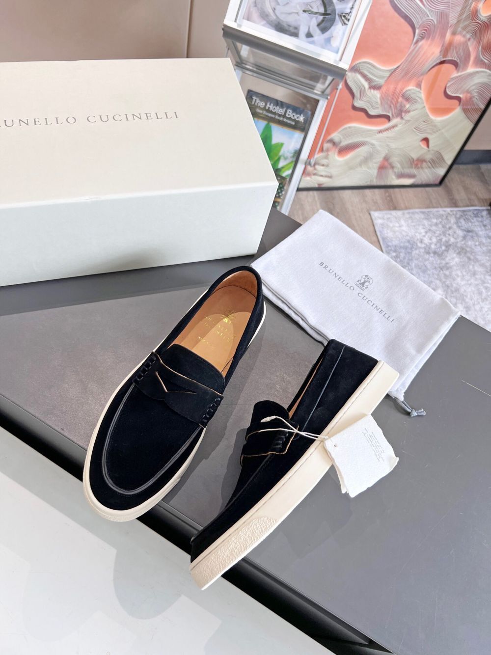 GIÀY BRUNELLO CUCINELLI Suede Black loafer shoes