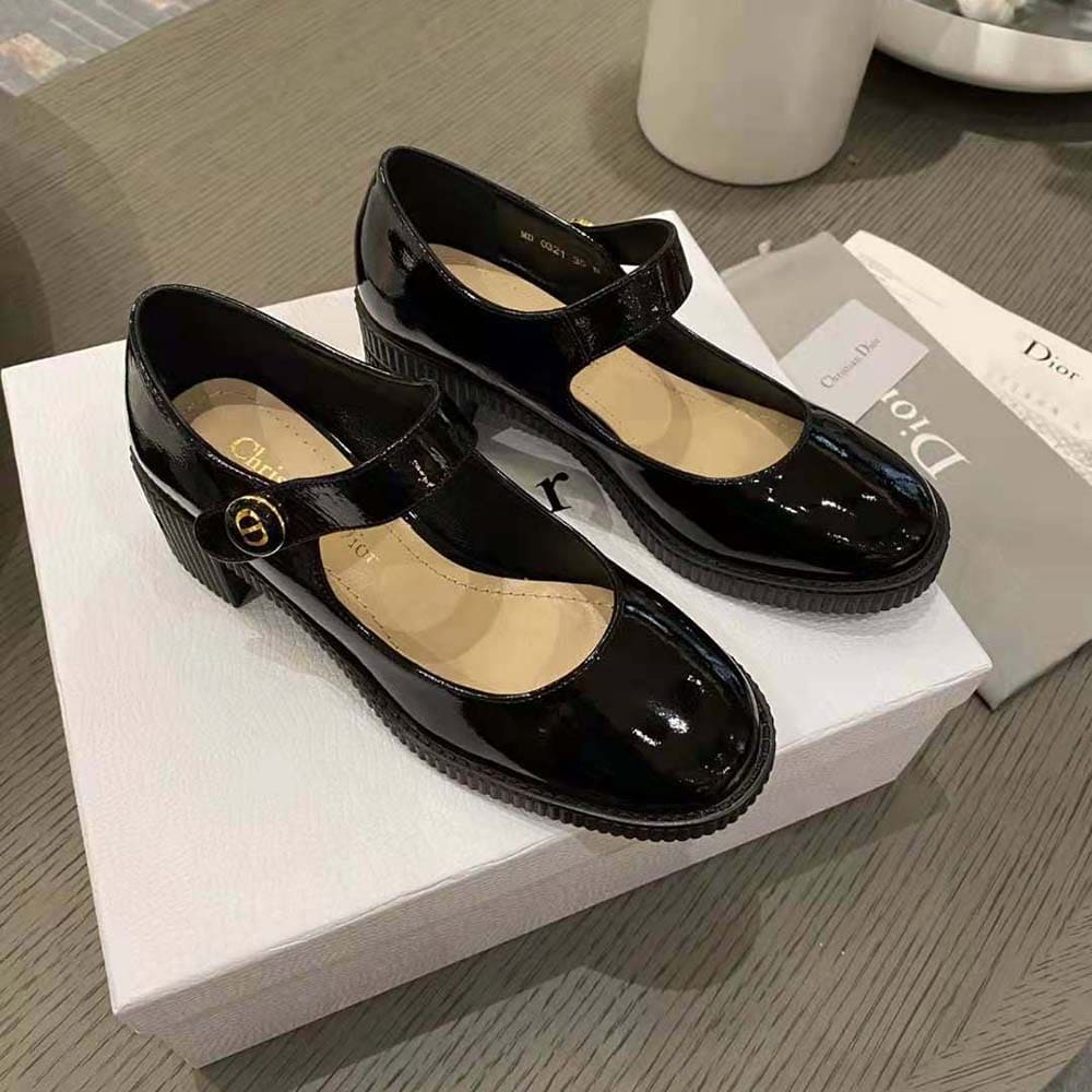 GIÀY Dior Women D-Doll Pump Black Shiny Calfskin