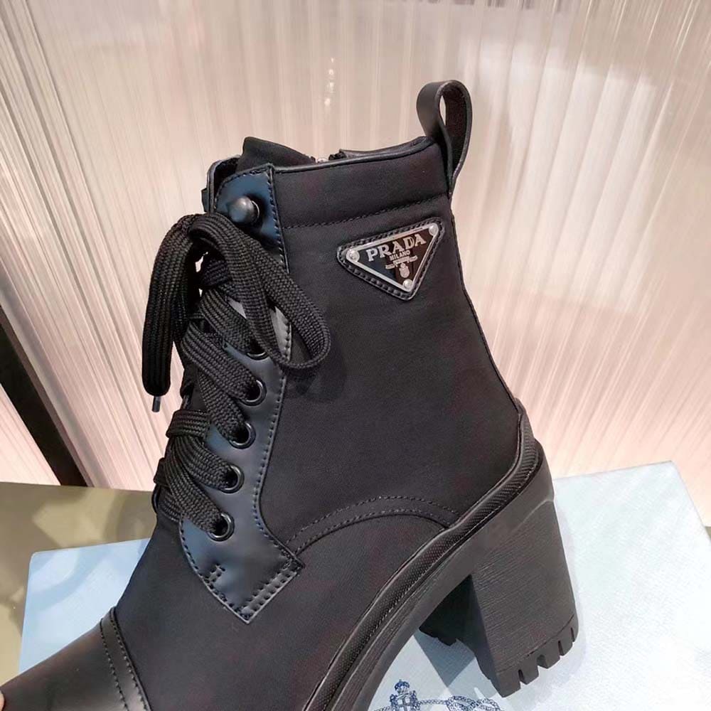 GIÀY Prada Women Brushed Leather and Nylon Booties