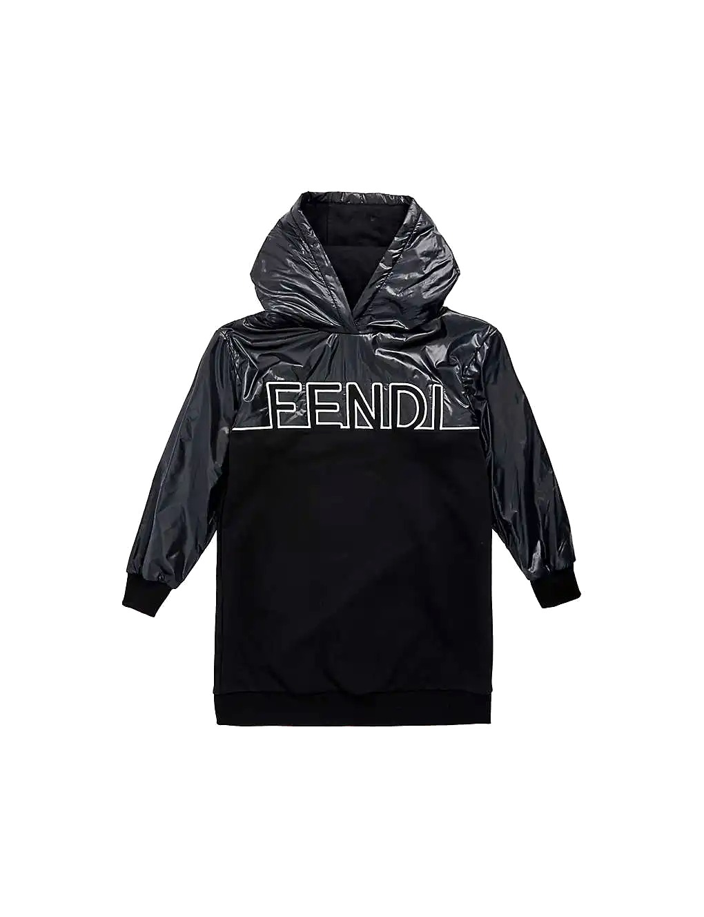ÁO FENDI Brand-embroidered cotton-jersey and woven-blend dress 8-14 years